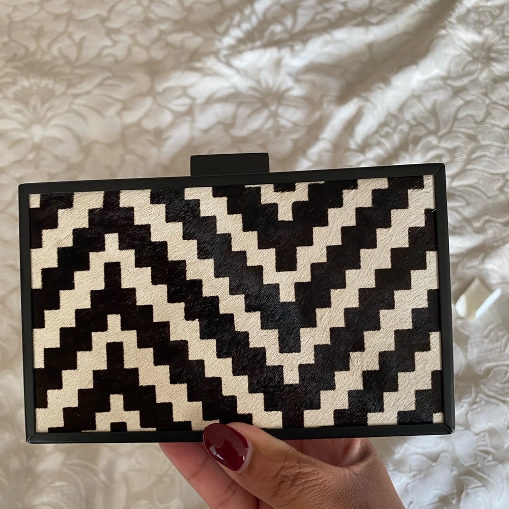 Zara patterned leather statement clutch